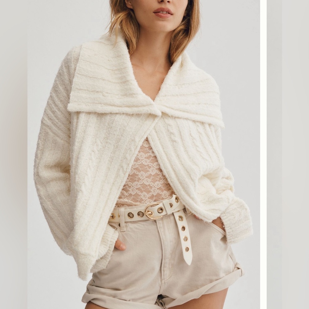Anthropologie Pilcro Collared Cable Knit Cardigan